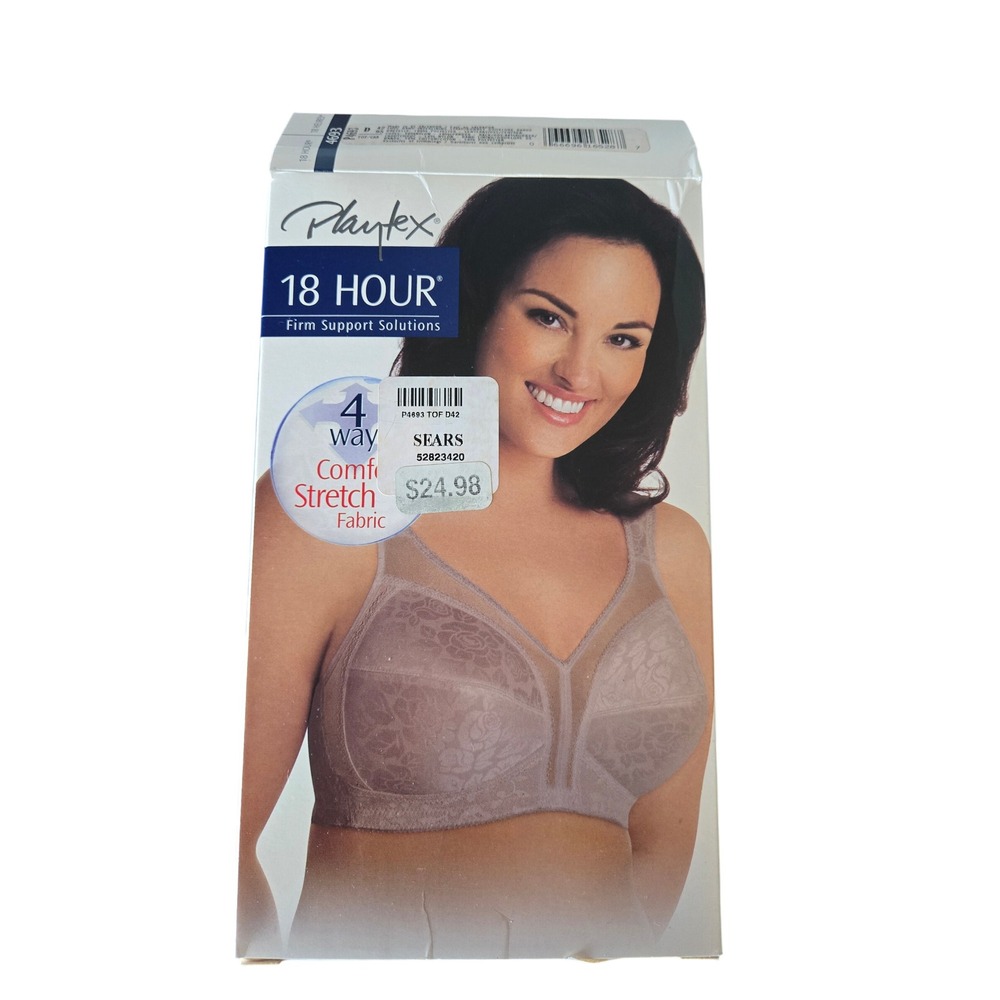 Playtex 18 Hour Firm Support Wireless Bra 4693 Toffee Floral 42D Neutral